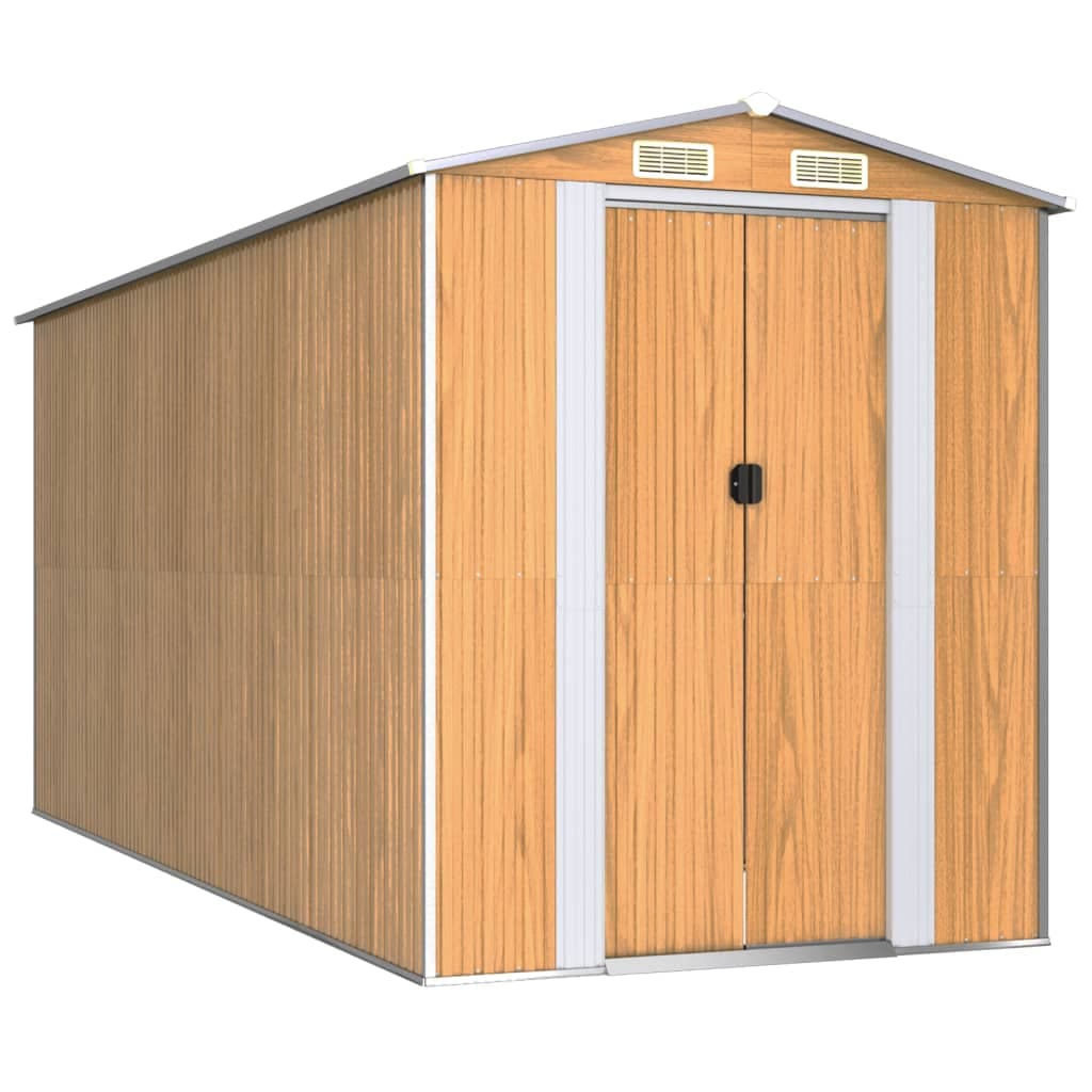 vidaXL Abrigo de jardim 192x440x223 cm aço galvanizado castanho