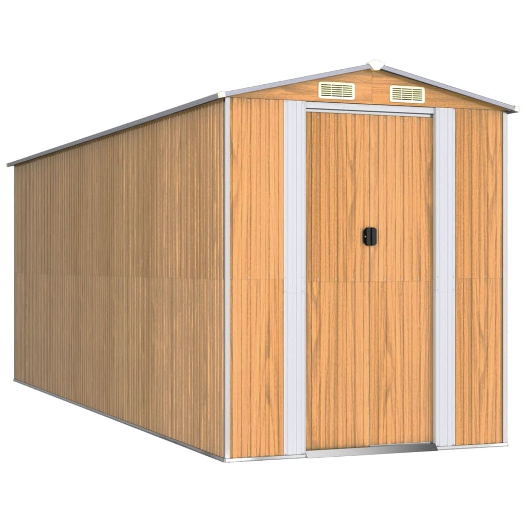 vidaXL Abrigo de jardim 192x523x223 cm aço galvanizado castanho