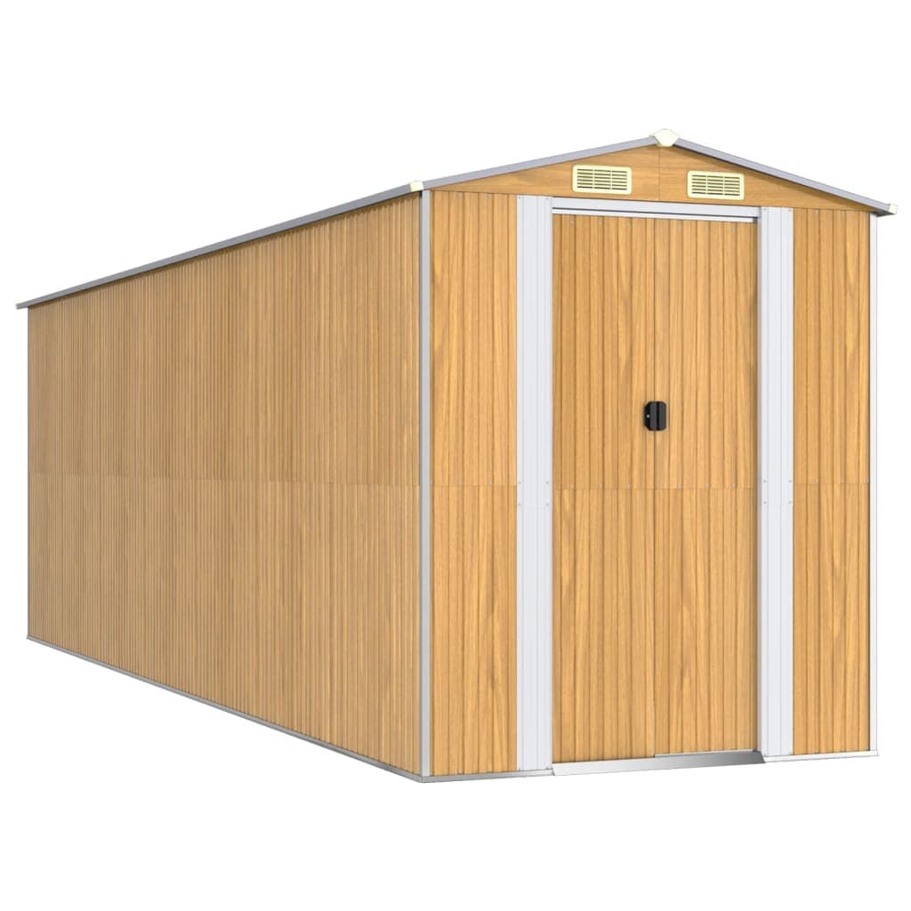 Abrigo de Jardim 192x606x223 cm Aço Galvanizado Castanho - 3147476