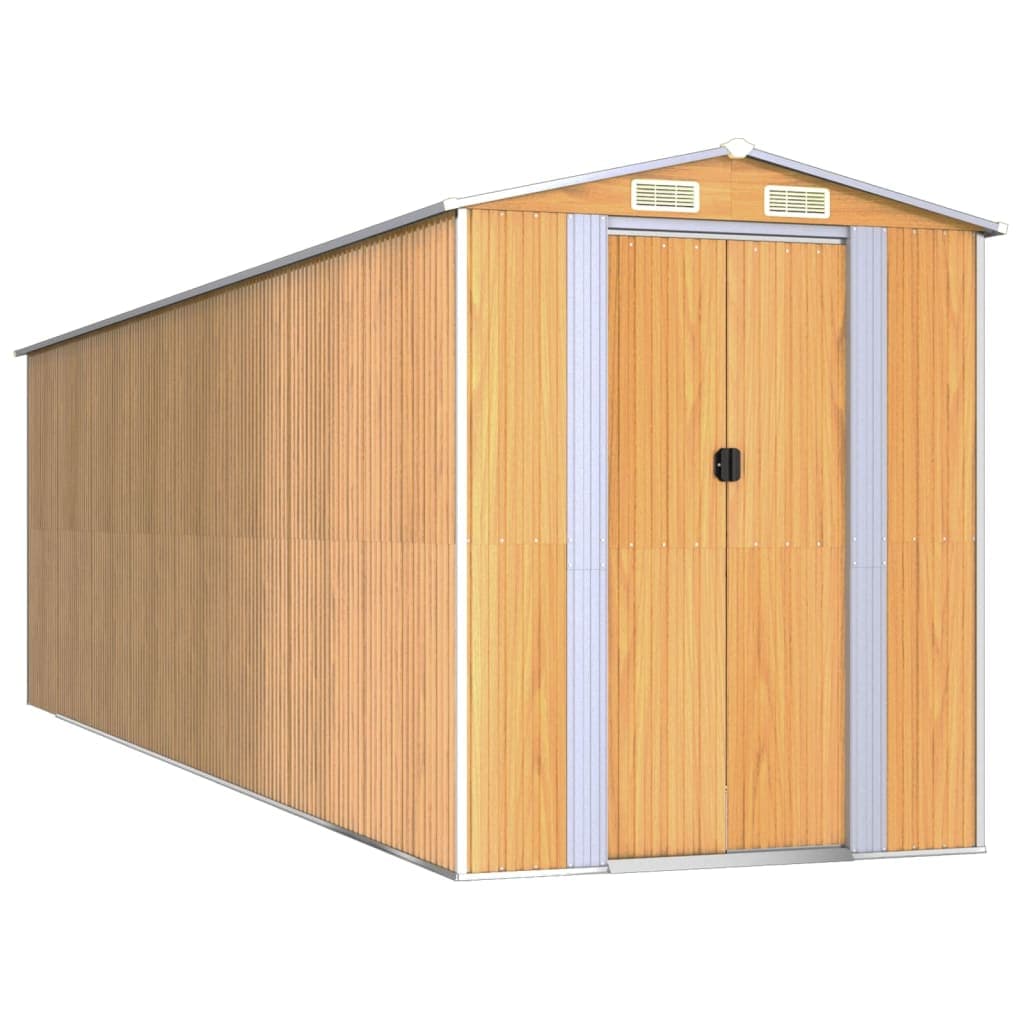 vidaXL Abrigo de jardim 192x689x223 cm aço galvanizado castanho