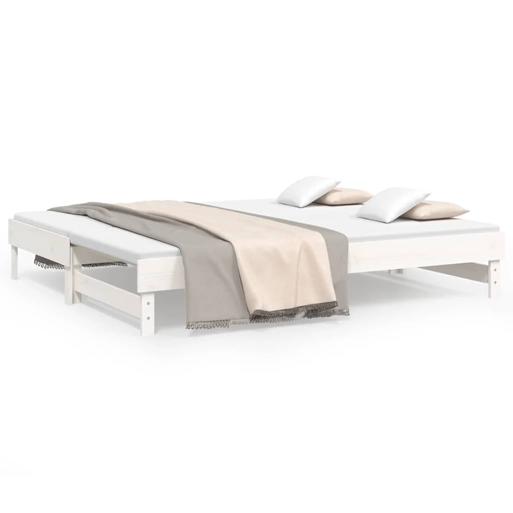 vidaXL Sofá-cama de puxar 2x(80x200) cm pinho maciço branco