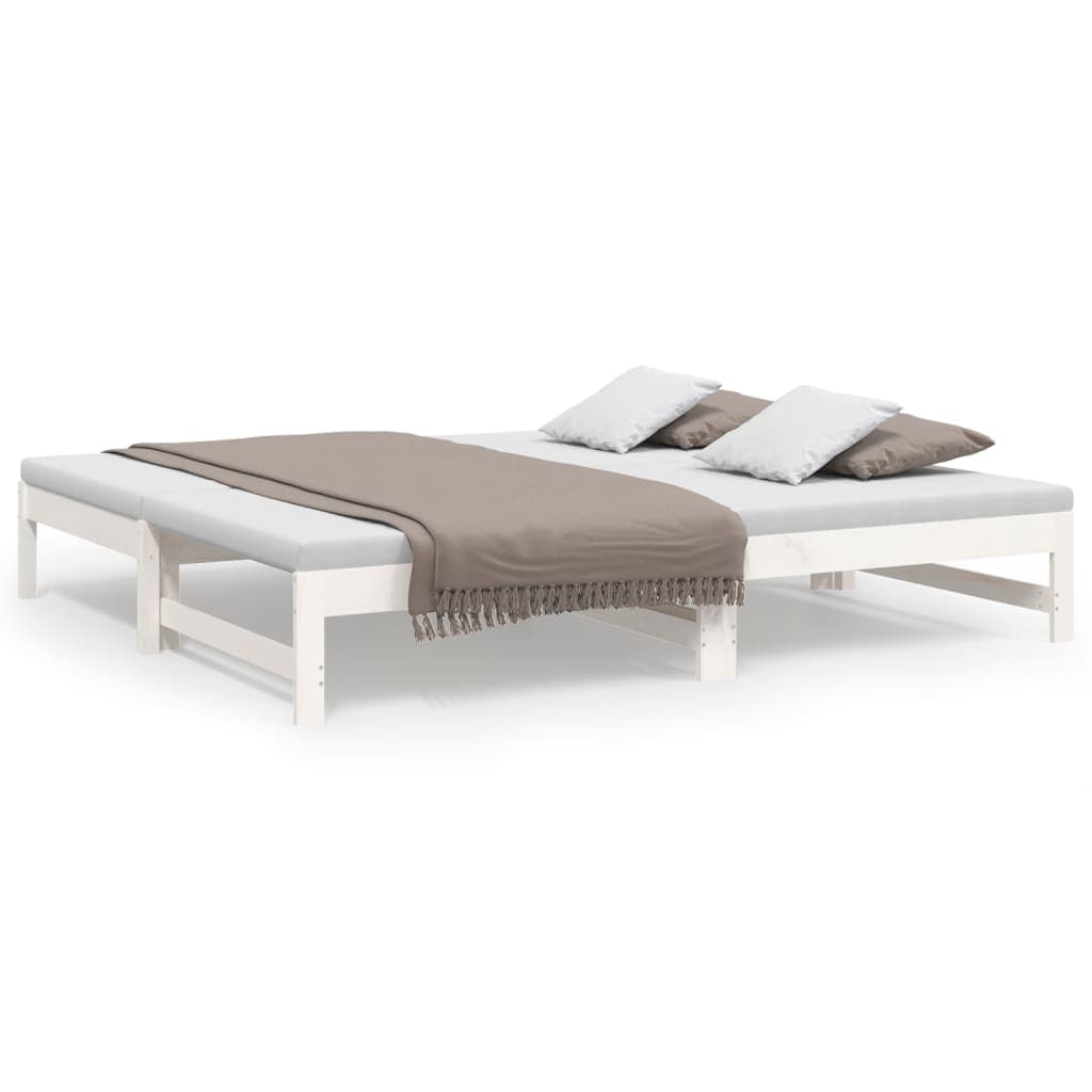 vidaXL Estrutura sofá-cama de puxar 2x(90x190) cm pinho maciço branco