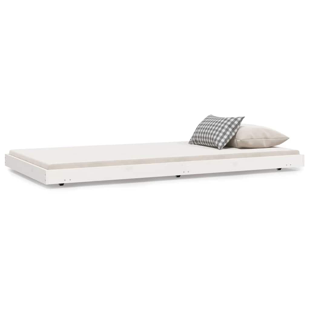 vidaXL Cama sem colchão 100x200 cm madeira de pinho maciça branco