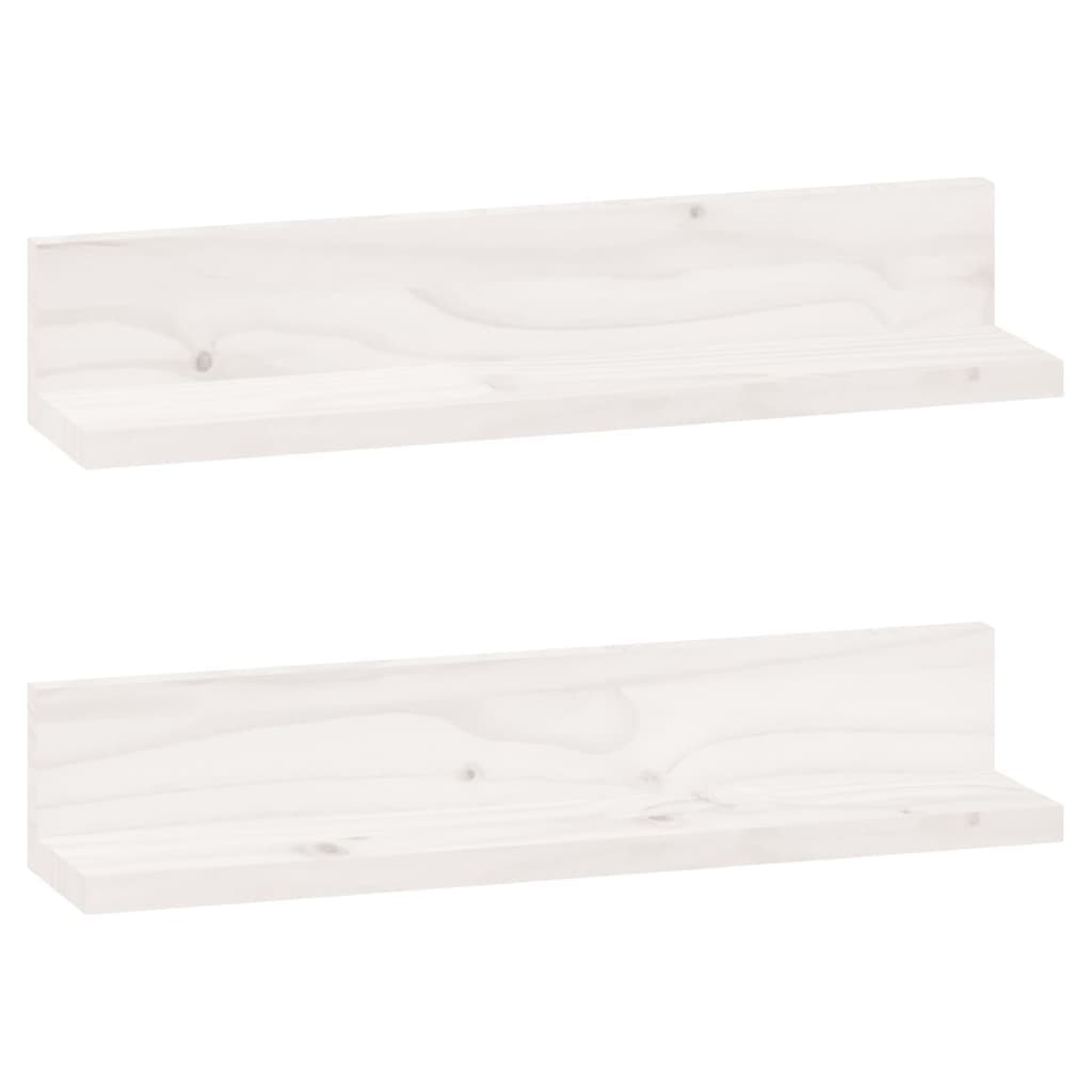 vidaXL Prateleiras de parede 2 pcs 50x11x9 cm pinho maciço branco