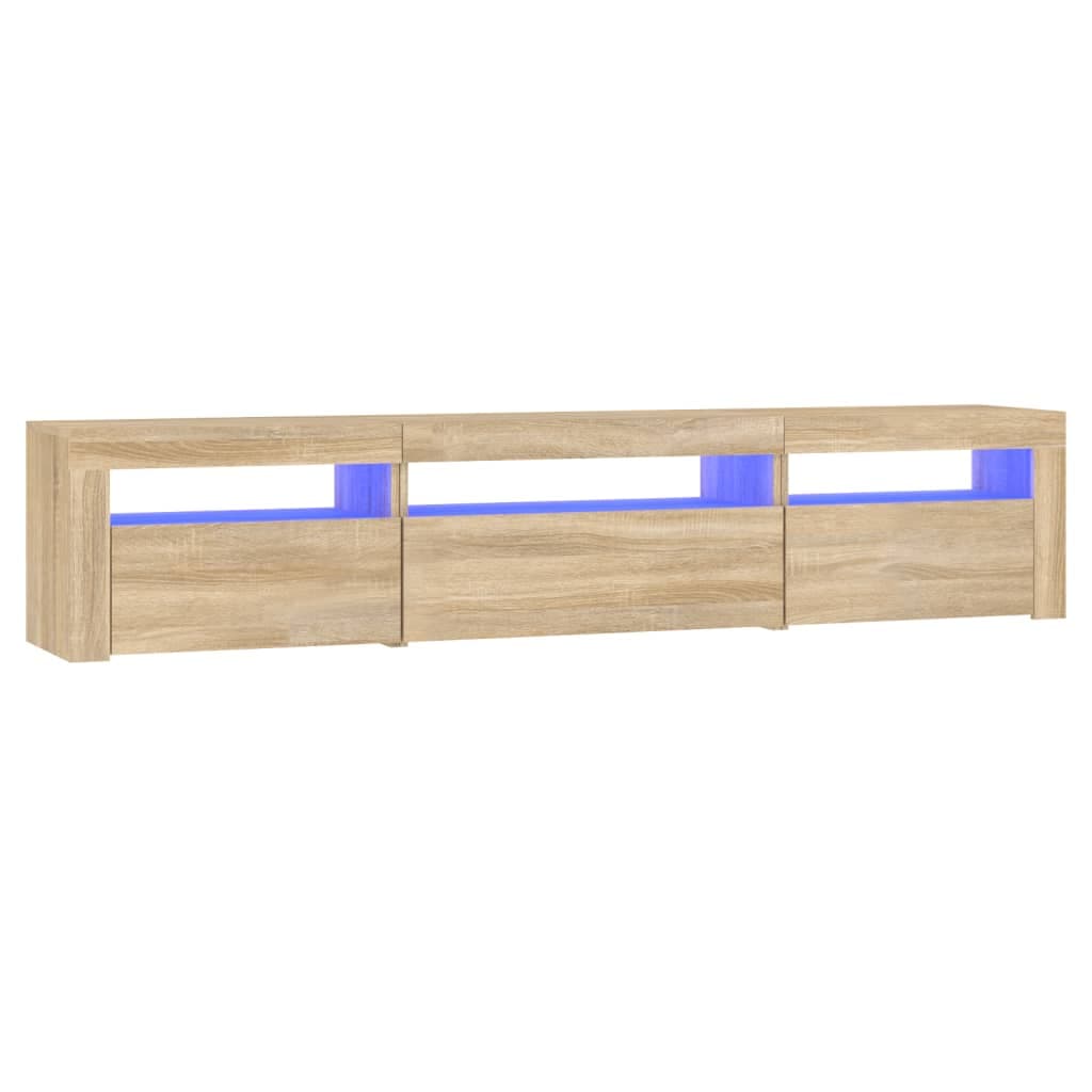 vidaXL Móvel de TV com luzes LED 195x35x40 cm carvalho sonoma