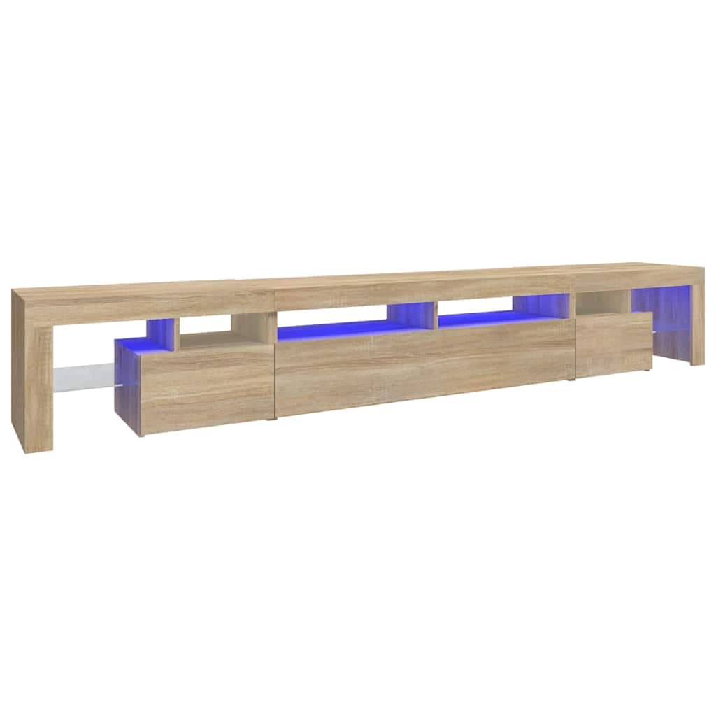 vidaXL Móvel de TV com luzes LED 260x36,5x40 cm carvalho sonoma