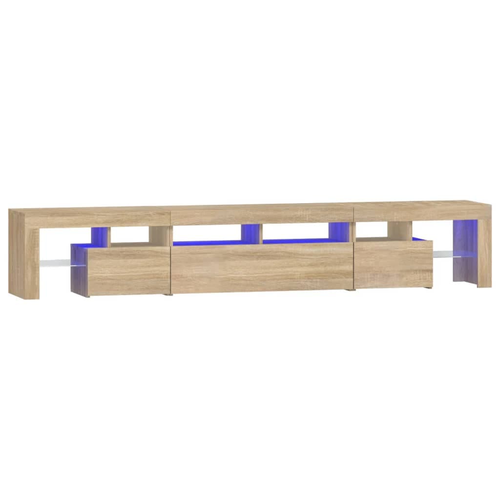 vidaXL Móvel de TV com luzes LED 230x36,5x40 cm carvalho sonoma