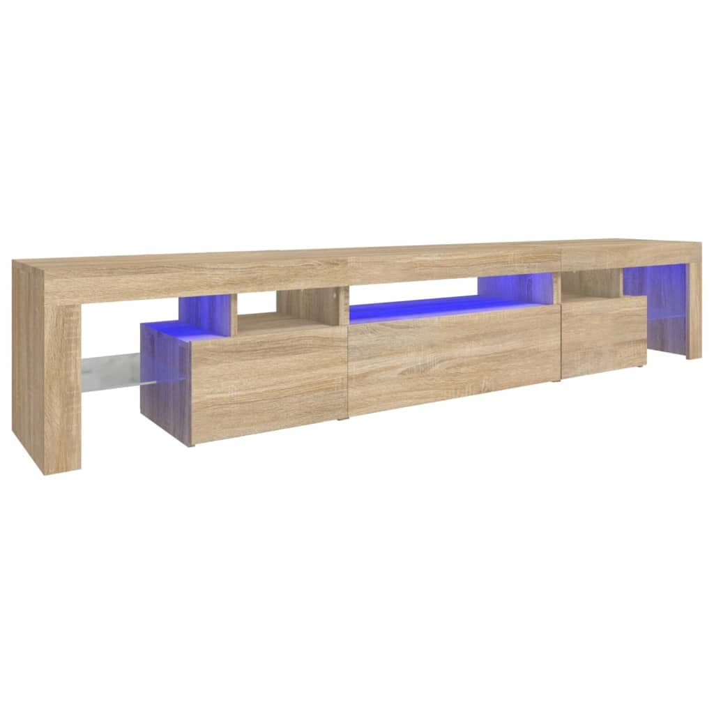 vidaXL Móvel de TV com luzes LED 215x36,5x40 cm carvalho sonoma
