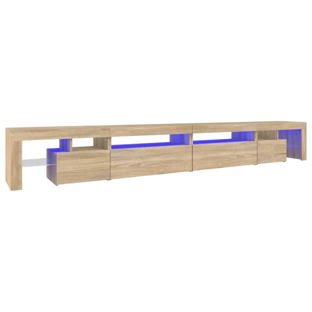 vidaXL Móvel de TV com luzes LED 290x36,5x40 cm carvalho sonoma