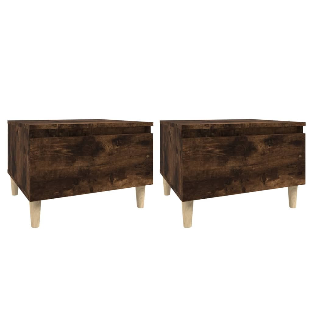 vidaXL Mesas de apoio 2 pcs 50x46x35 cm deriv. madeira carvalho fumado