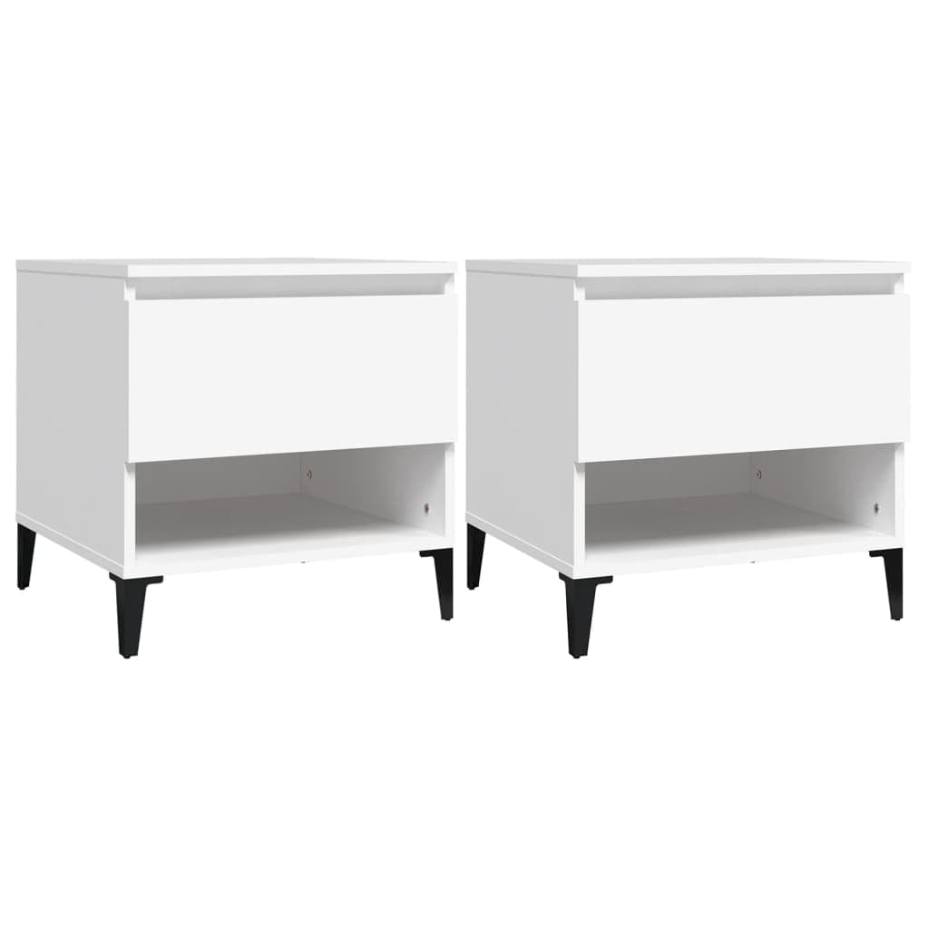 vidaXL Mesas de apoio 2 pcs 50x46x50 cm derivados de madeira branco
