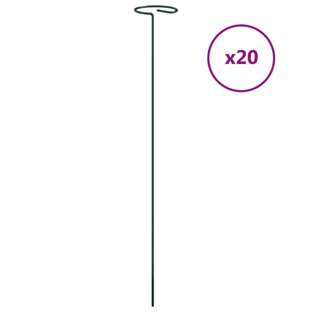 vidaXL Estaca para plantas de jardim 20 pcs 40 cm aço verde-escuro