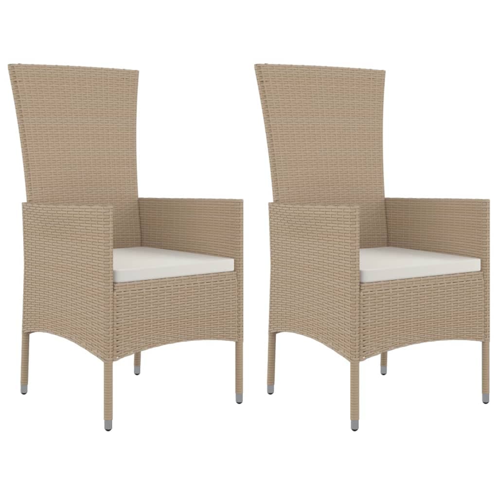 Cadeiras de Jardim com Almofadões 2 Peças Vime Pe Bege - 319532