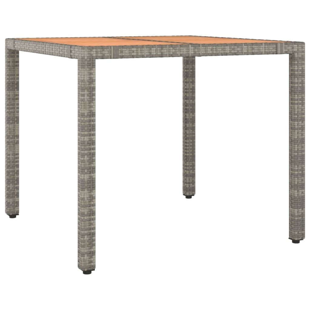 vidaXL Mesa de jardim c/ tampo de madeira vime PE/acácia maciça cinza