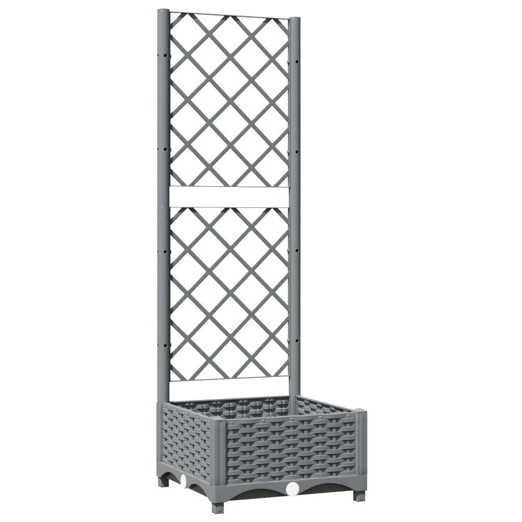 vidaXL Vaso/floreira jardim c/ treliça 40x40x121,5 cm PP cinza-claro