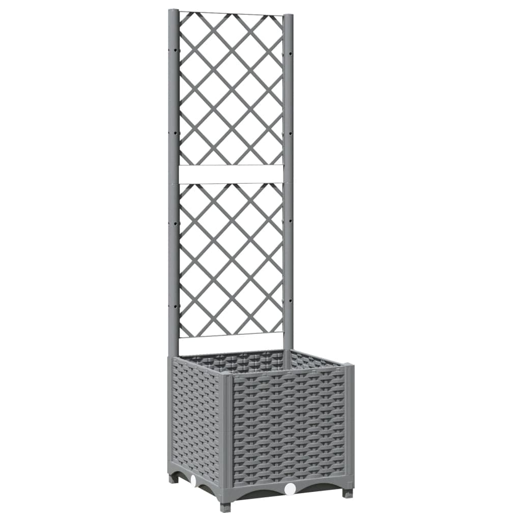vidaXL Vaso/floreira jardim c/ treliça 40x40x136 cm PP cinzento-claro
