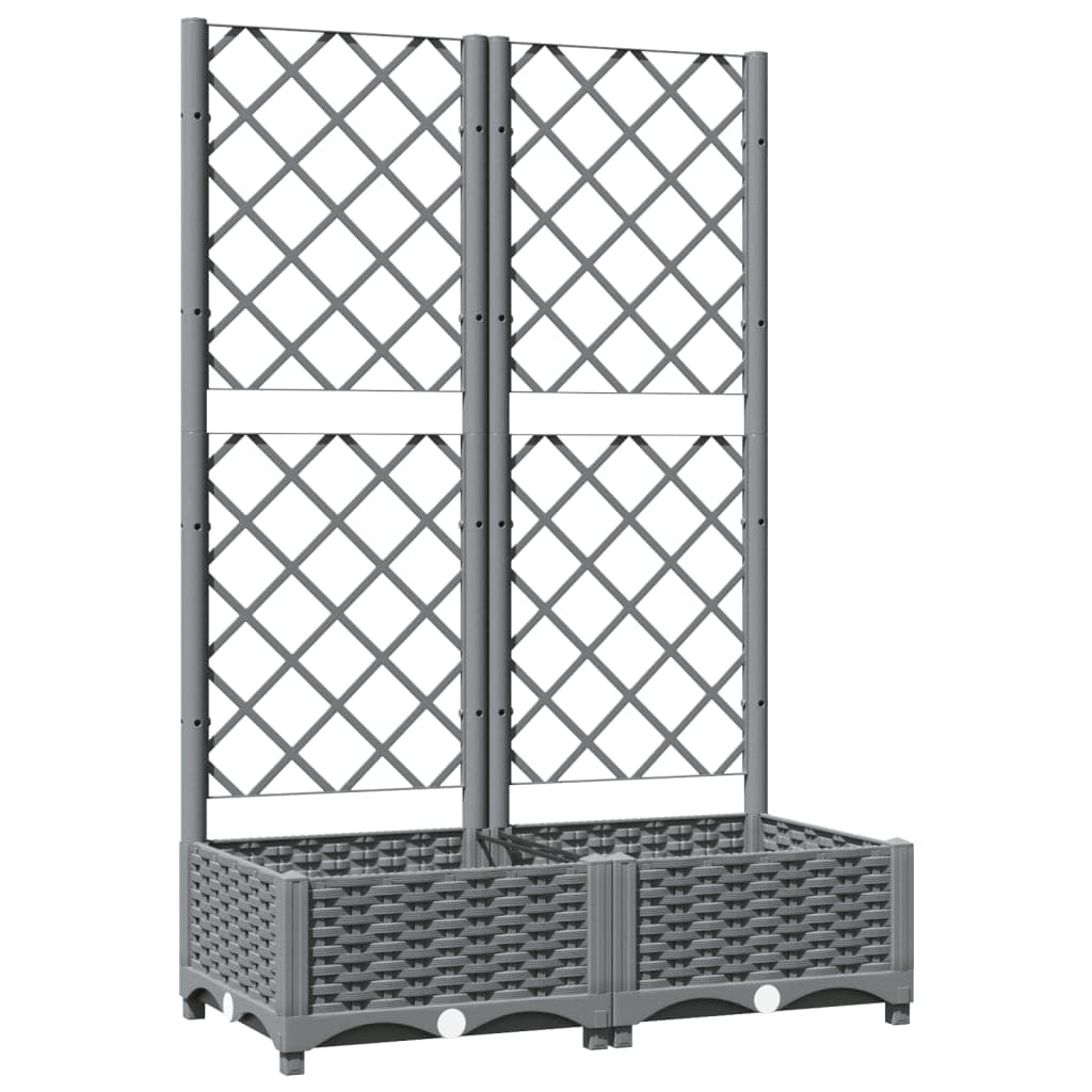 vidaXL Vaso/floreira jardim c/ treliça 80x40x121,5 cm PP cinza-claro