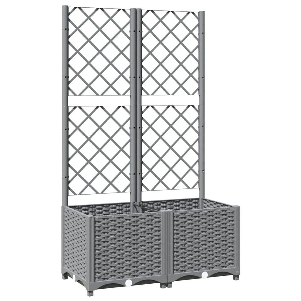 vidaXL Vaso/floreira jardim c/ treliça 80x40x136 cm PP cinza-claro