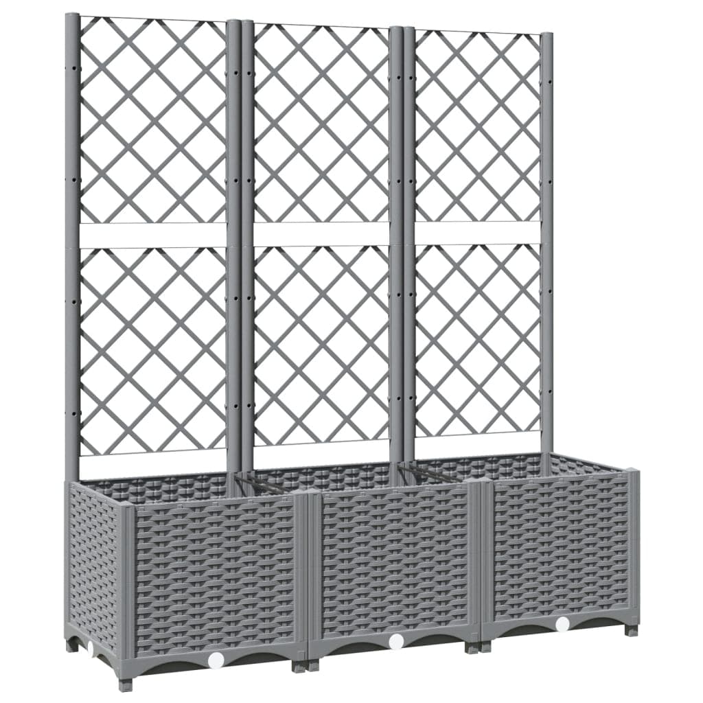 vidaXL Vaso/floreira jardim c/ treliça 120x40x136 cm PP cinza-claro