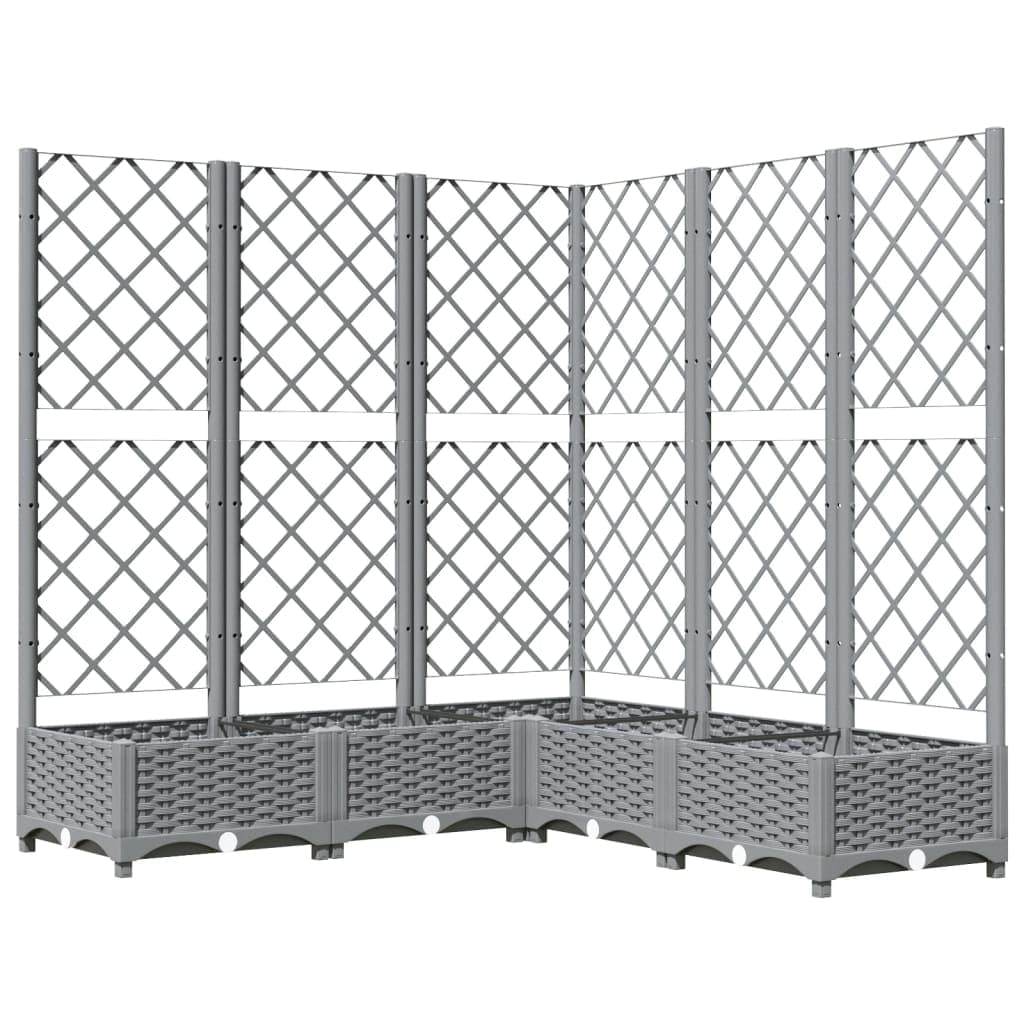 vidaXL Vaso/floreira jardim c/ treliça 120x120x121,5 cm PP cinza-claro