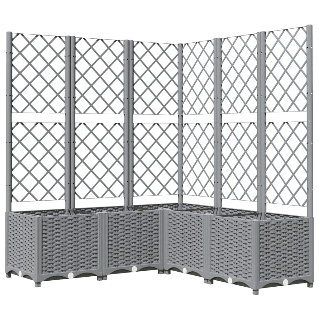 vidaXL Vaso/floreira jardim c/ treliça 120x120x136 cm PP cinza-claro