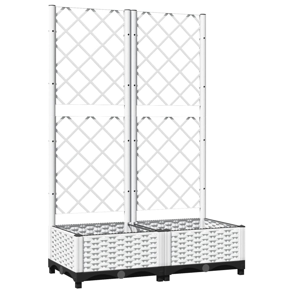 vidaXL Vaso/floreira de jardim c/ treliça 80x40x121,5 cm PP branco