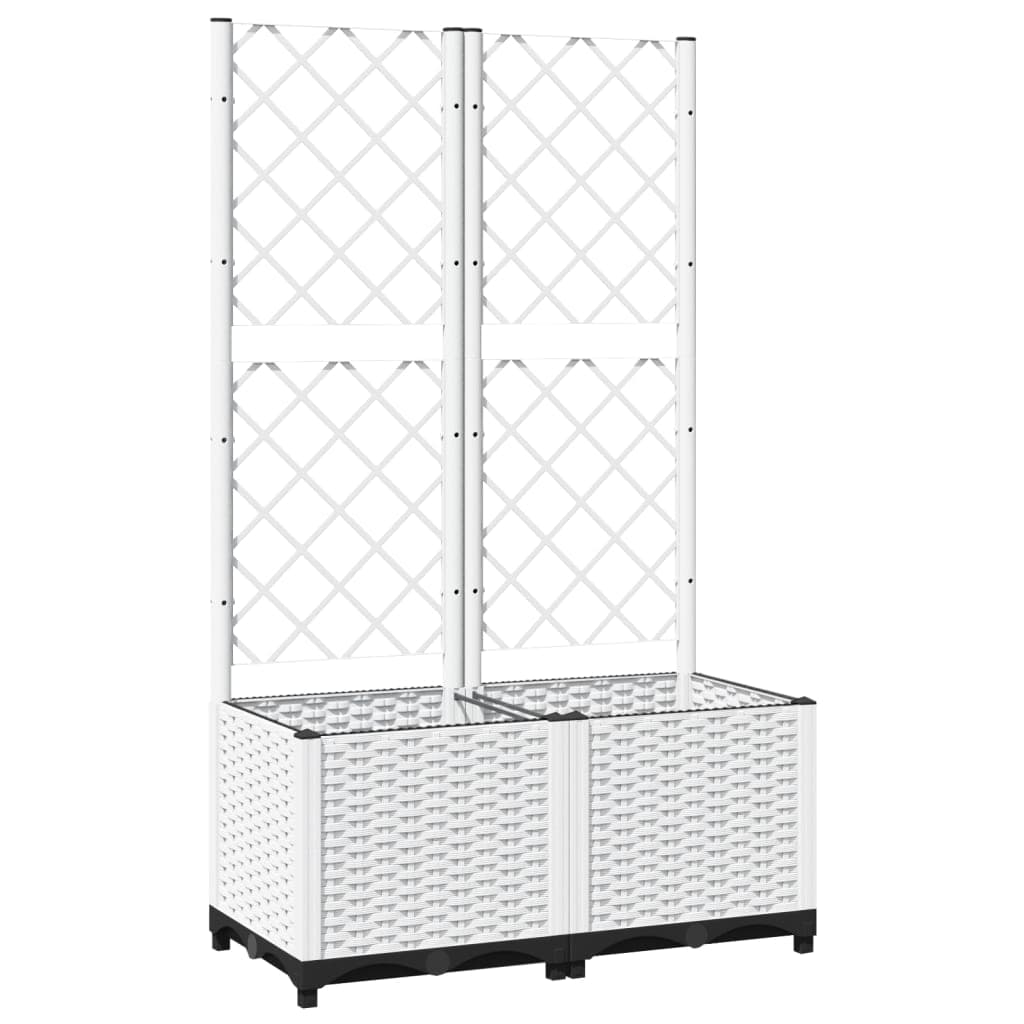 vidaXL Vaso/floreira jardim c/ treliça 80x40x136 cm PP branco