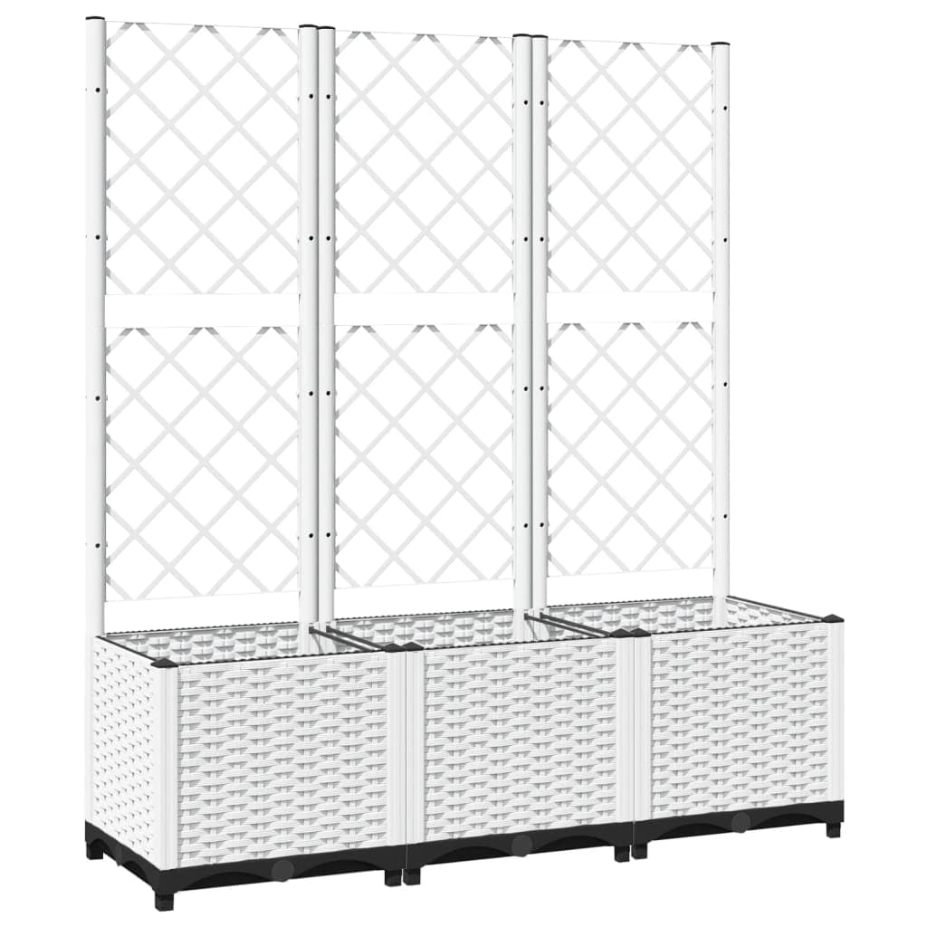 vidaXL Vaso/floreira jardim c/ treliça 120x40x136 cm PP branco