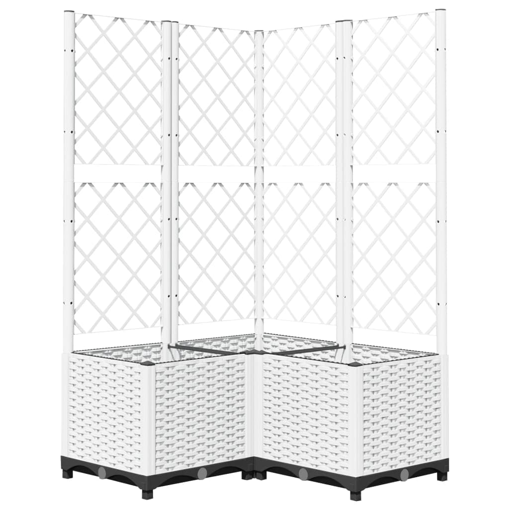 vidaXL Vaso/floreira de jardim c/ treliça 80x80x136 cm PP branco