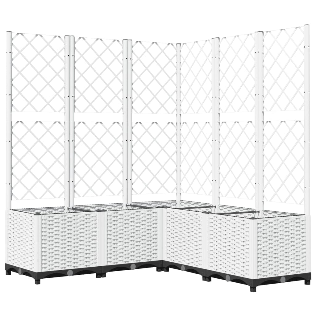 vidaXL Vaso/floreira jardim c/ treliça 120x120x136 cm PP branco