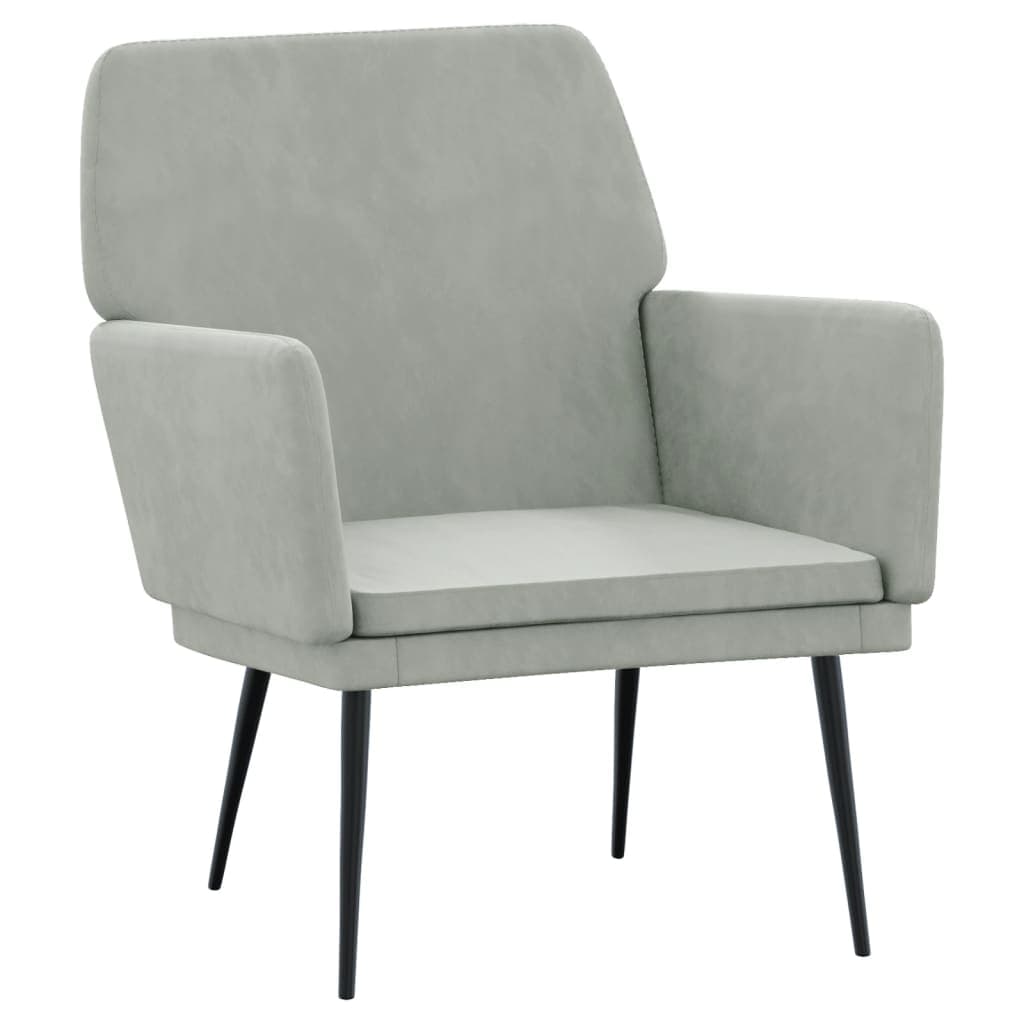 vidaXL Cadeira c/ apoio de braços 62x79x79 veludo cinzento-claro