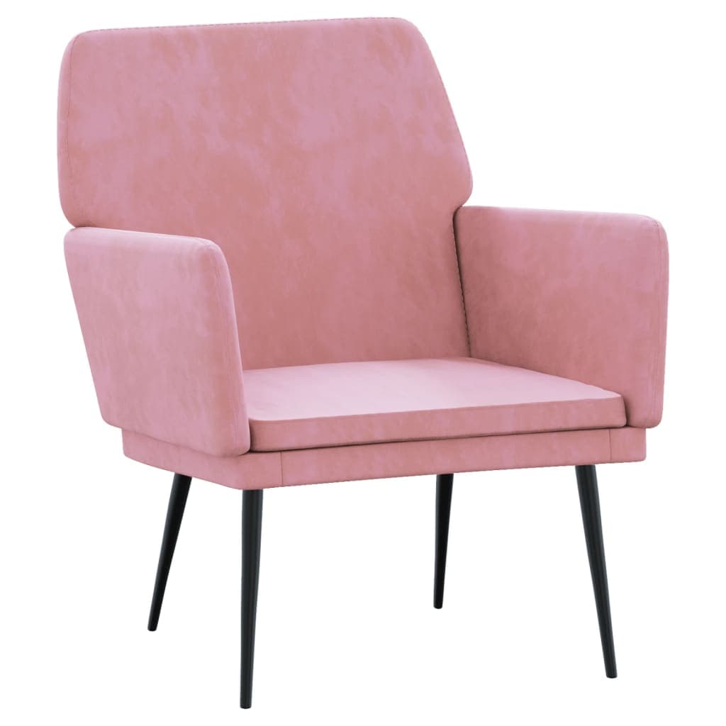 vidaXL Cadeira c/ apoio de braços 62x79x79 cm veludo rosa