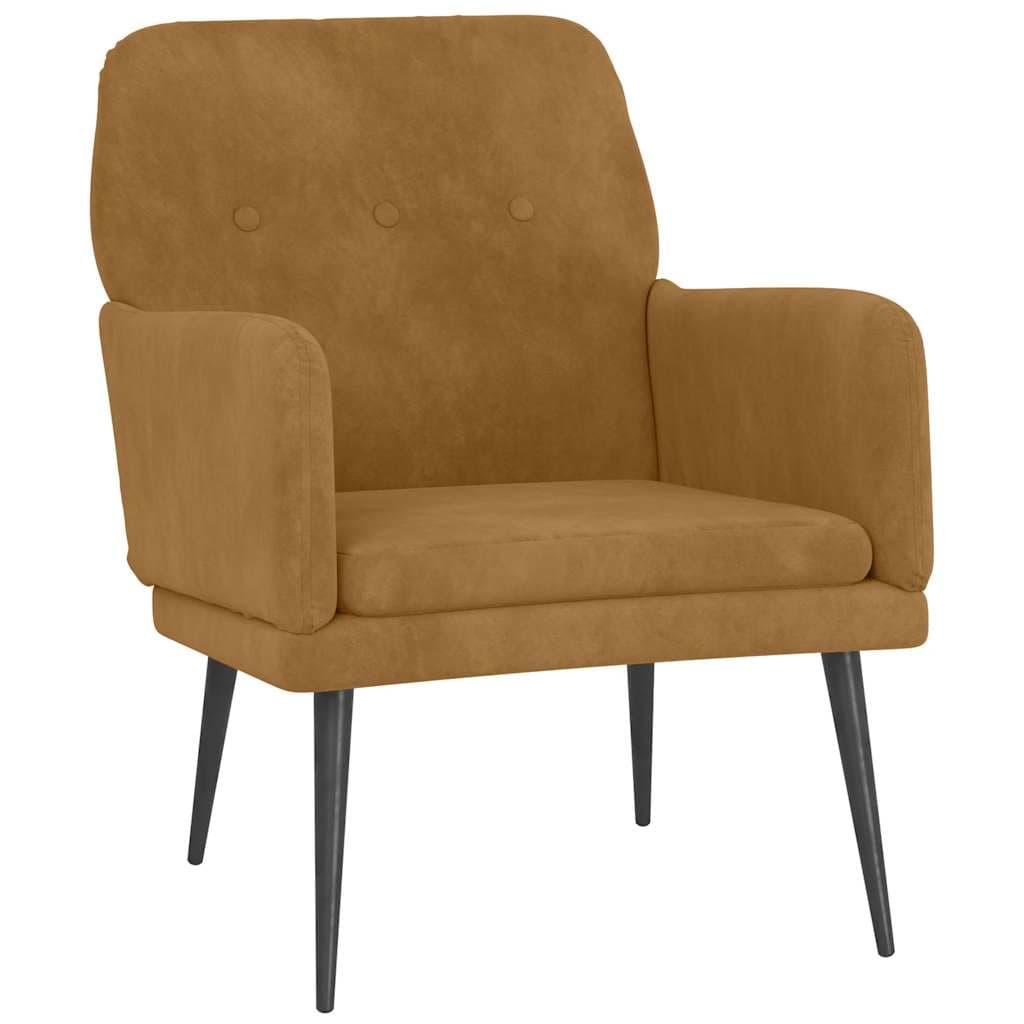 vidaXL Cadeira c/ apoio de braços 62x79x79 cm veludo castanho