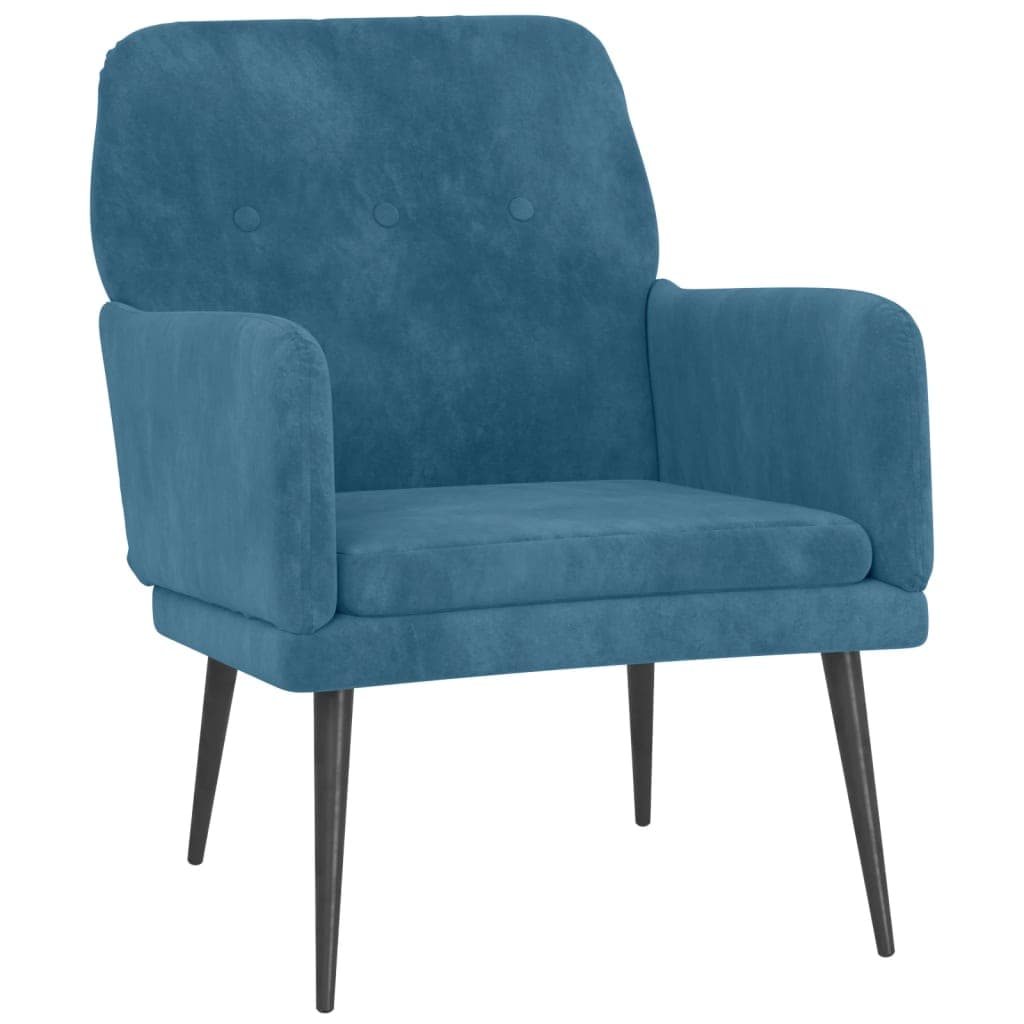 vidaXL Cadeira c/ apoio de braços 62x79x79 cm veludo azul