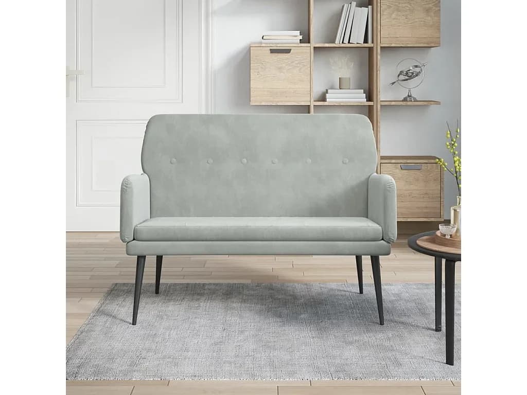 Banco 108x79x79 cm veludo cinzento-claro