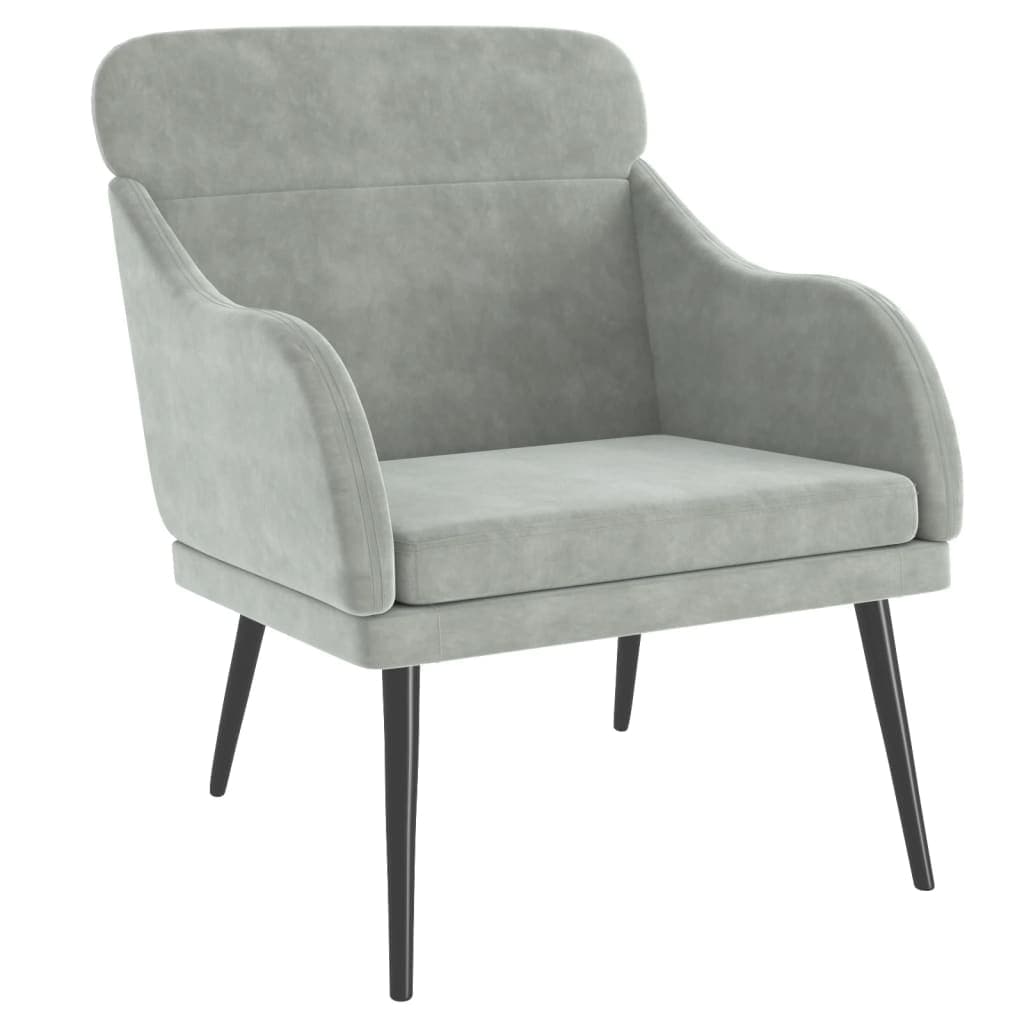 vidaXL Cadeira com apoio de braços 63x76x80 cm veludo cinzento-claro
