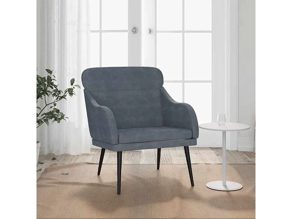 Cadeira c/ apoio de braços 63x76x80 cm veludo cinzento-escuro
