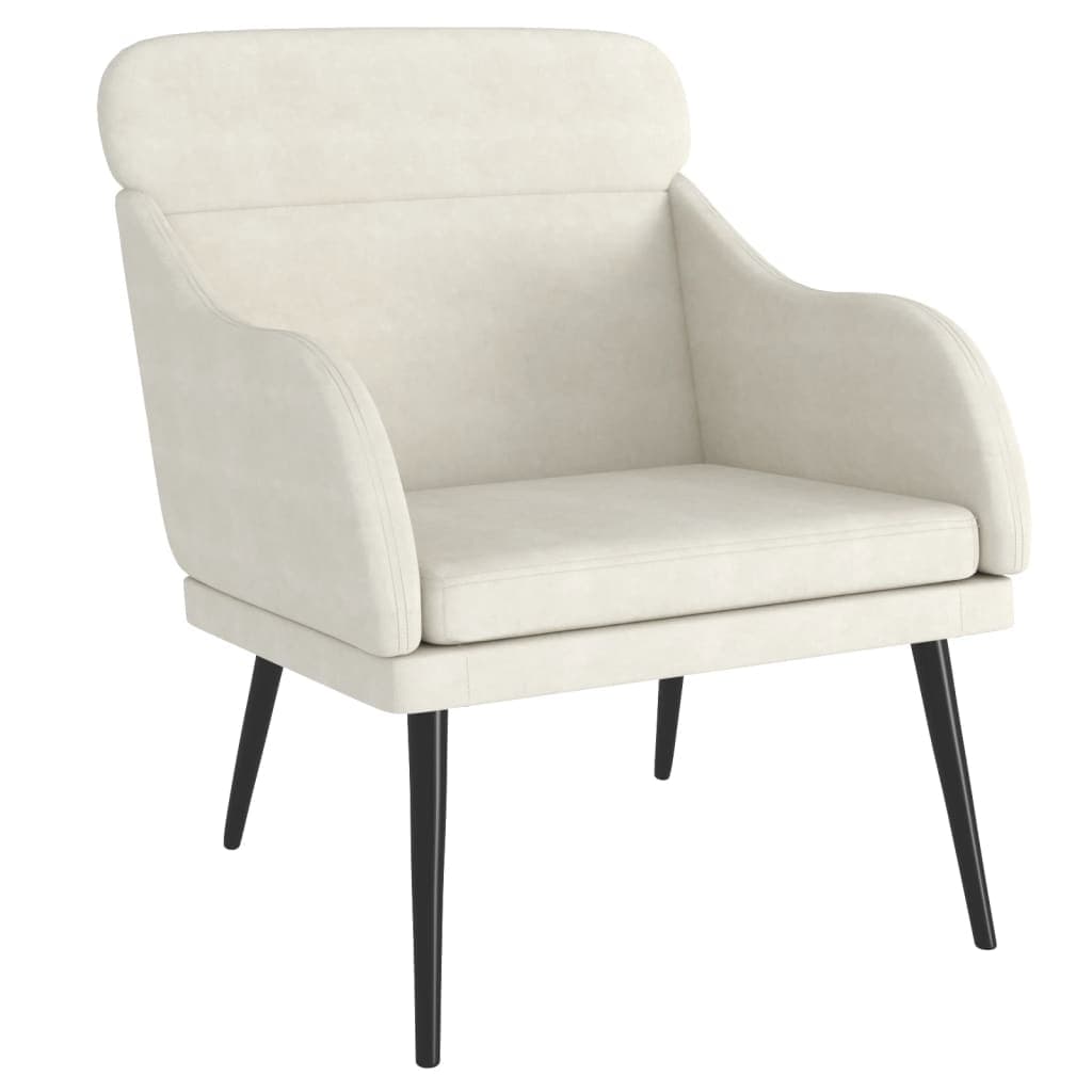 vidaXL Cadeira com apoio de braços 63x76x80 cm veludo cor creme