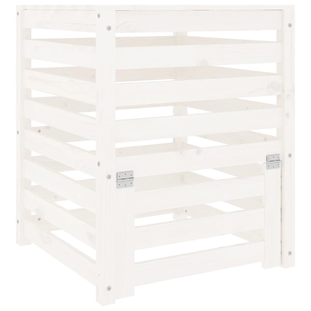 vidaXL Caixote de compostagem 63,5x63,5x77,5cm pinho maciço branco