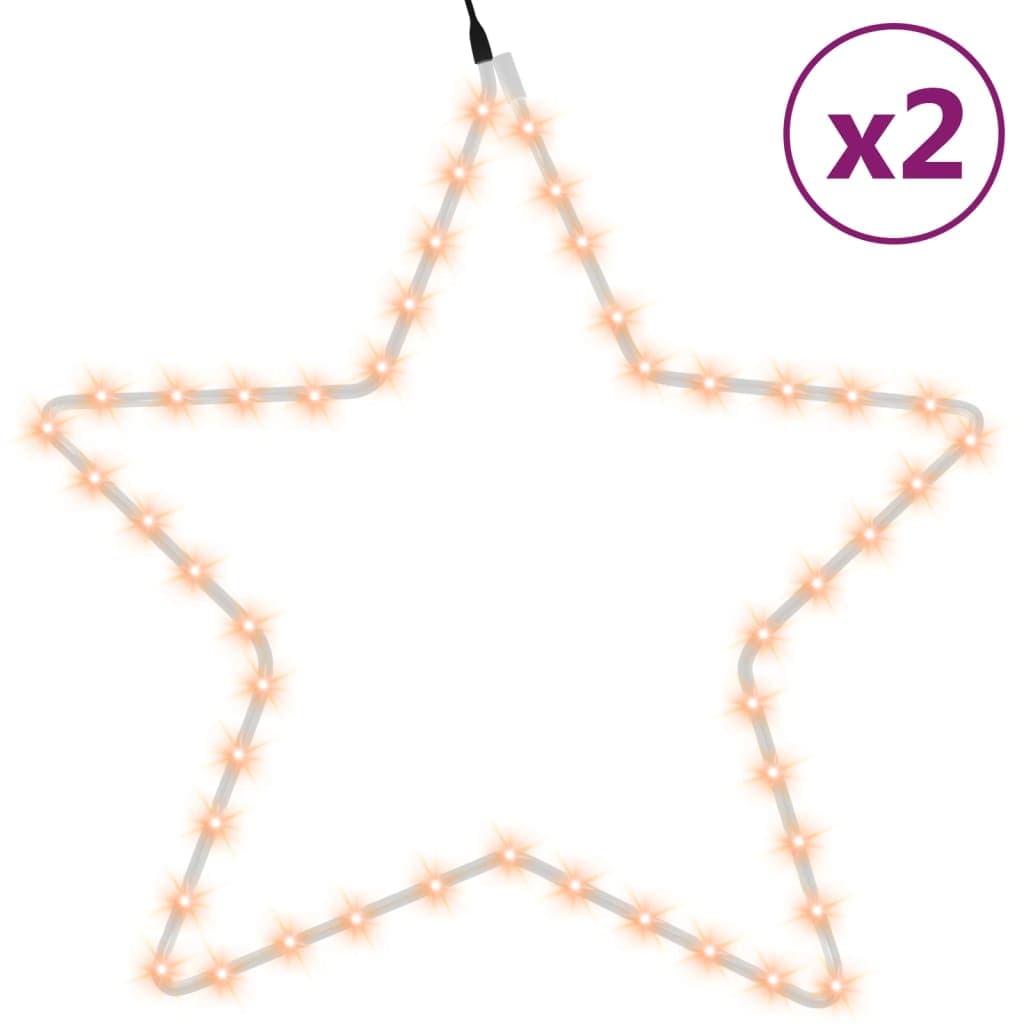 Figura Natalícia de Estrelas + 48 Leds 2pcs 56 cm Branco Quente - 3154282
