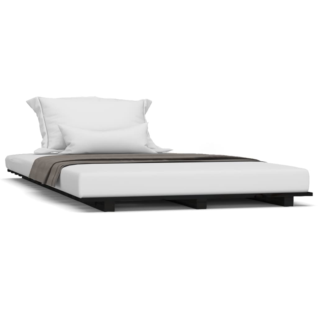 vidaXL Estrutura de cama 90x190 cm madeira de pinho maciça preto