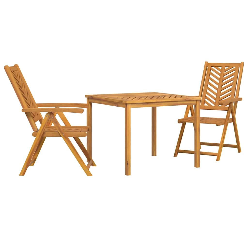 vidaXL Conjunto de Jantar para Jardim 3 pcs Castanho