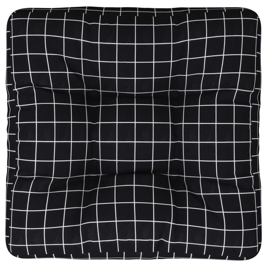 vidaXL Almofadão para sofá de paletes 60x60x12 cm tecido xadrez preto