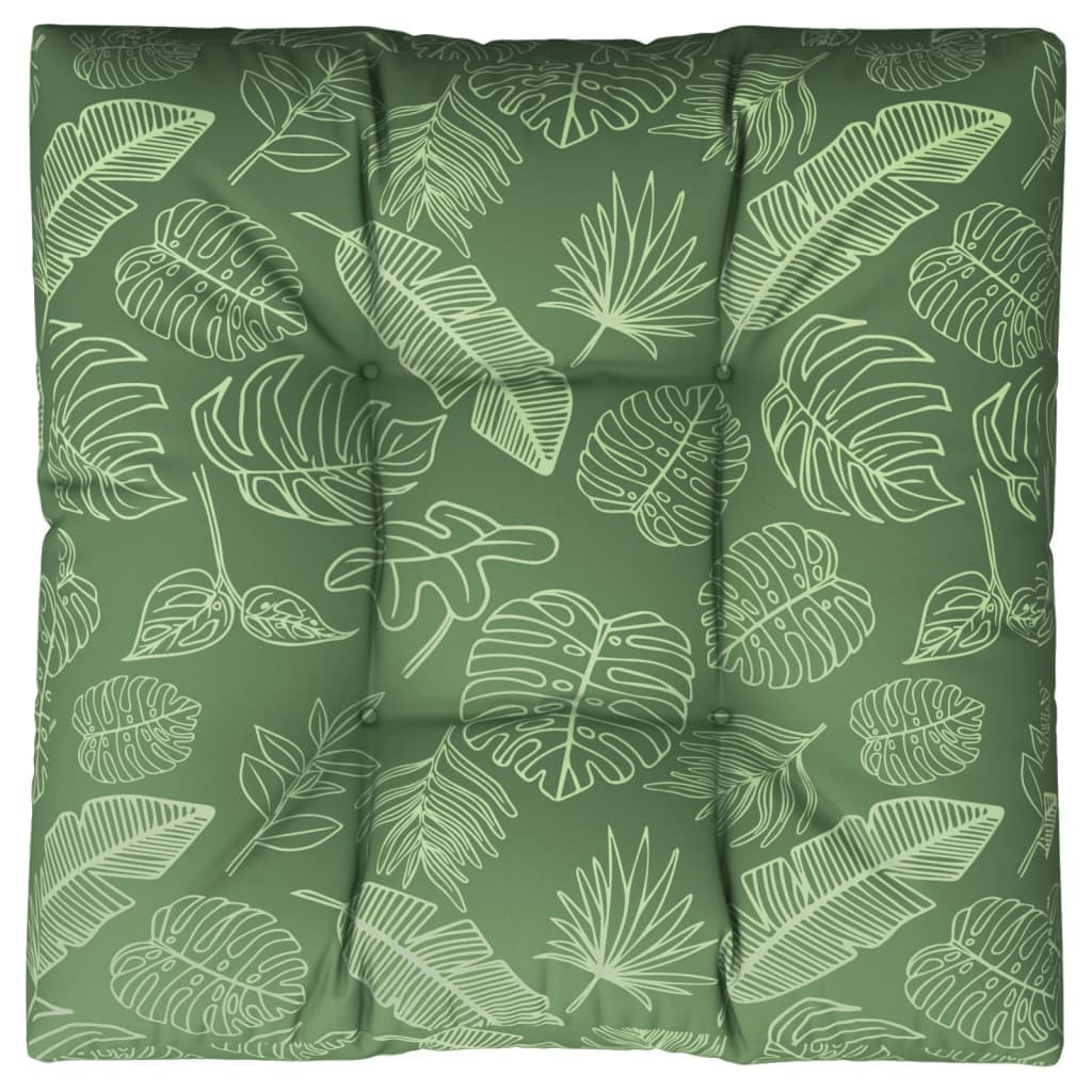 vidaXL Almofadão para sofá de paletes 80x80x12 cm tecido padrão folhas