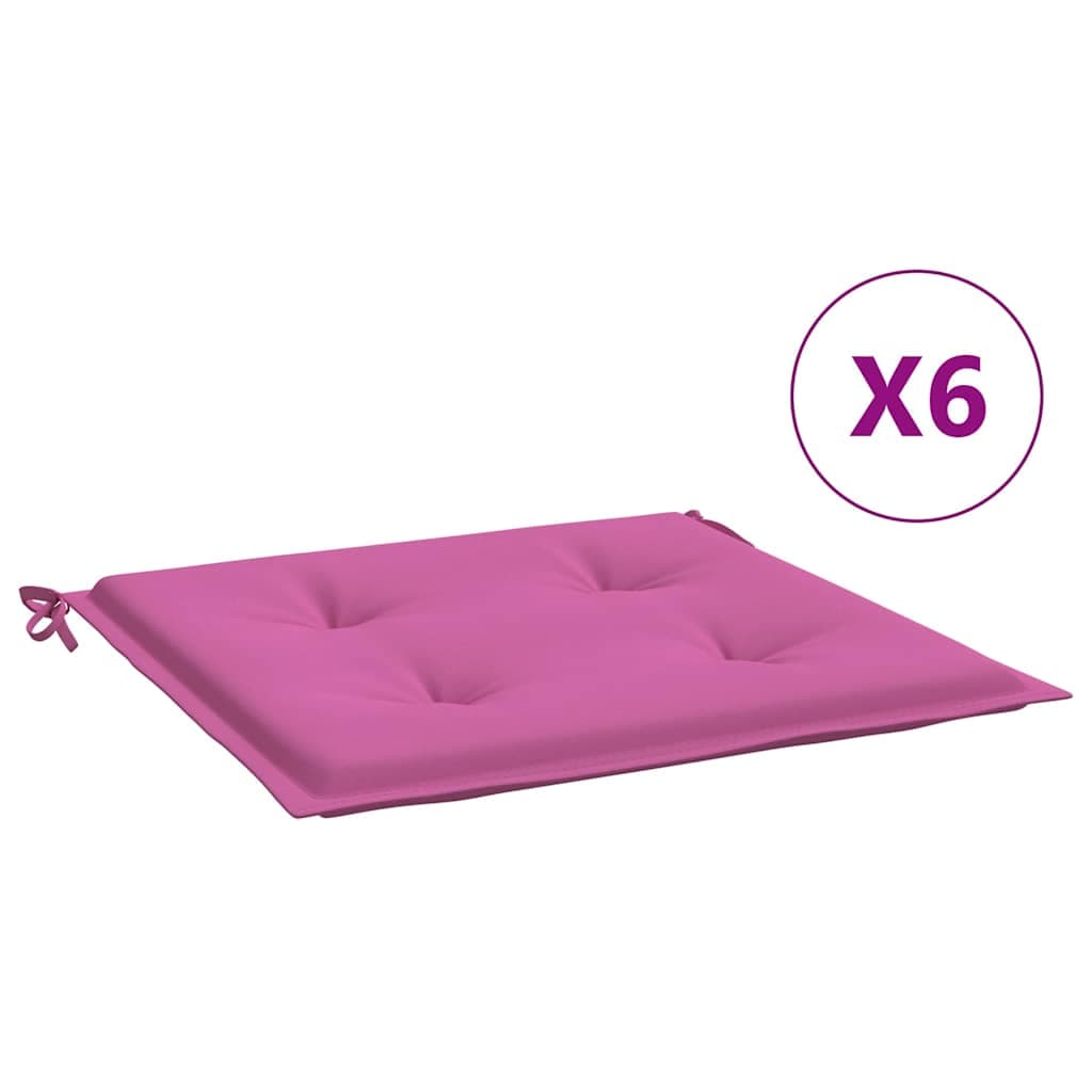 vidaXL Almofadões p/ cadeira 6pcs 50x50x4cm tecido rosa
