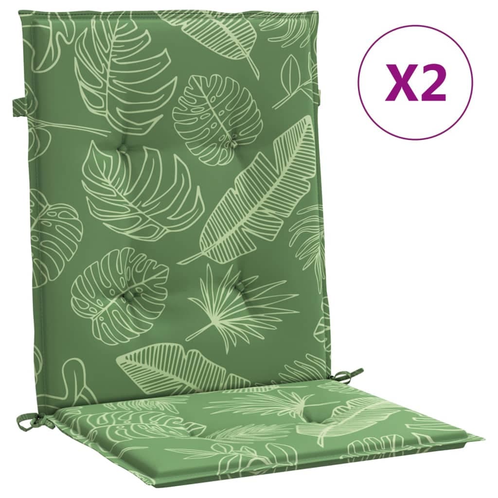 vidaXL Almofadões cadeira de encosto baixo 2 pcs tecido padrão folhas