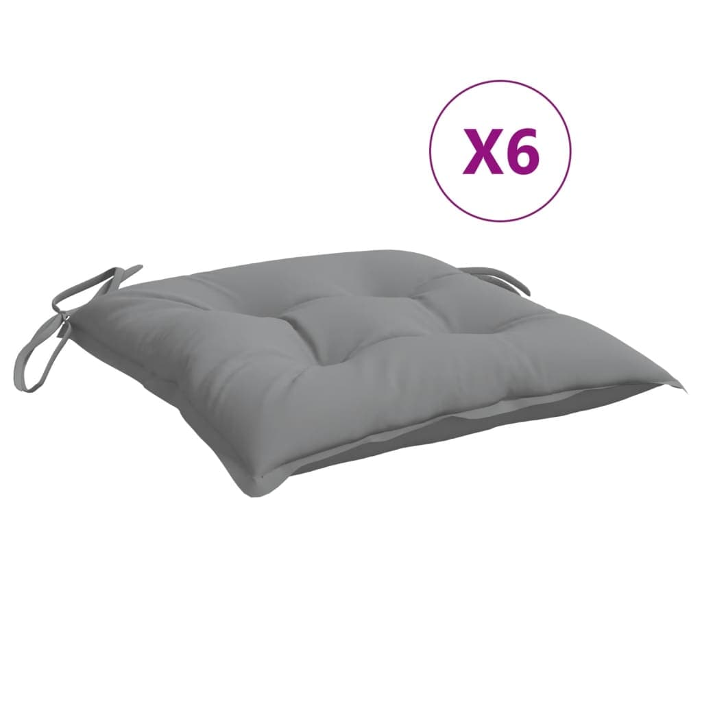 vidaXL Almofadões de cadeira 6 pcs 40x40x7 cm tecido oxford cinza