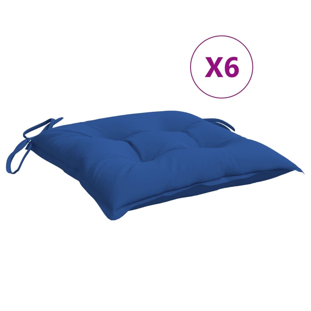 vidaXL Almofadões de cadeira 6 pcs 40x40x7 cm tecido oxford azul