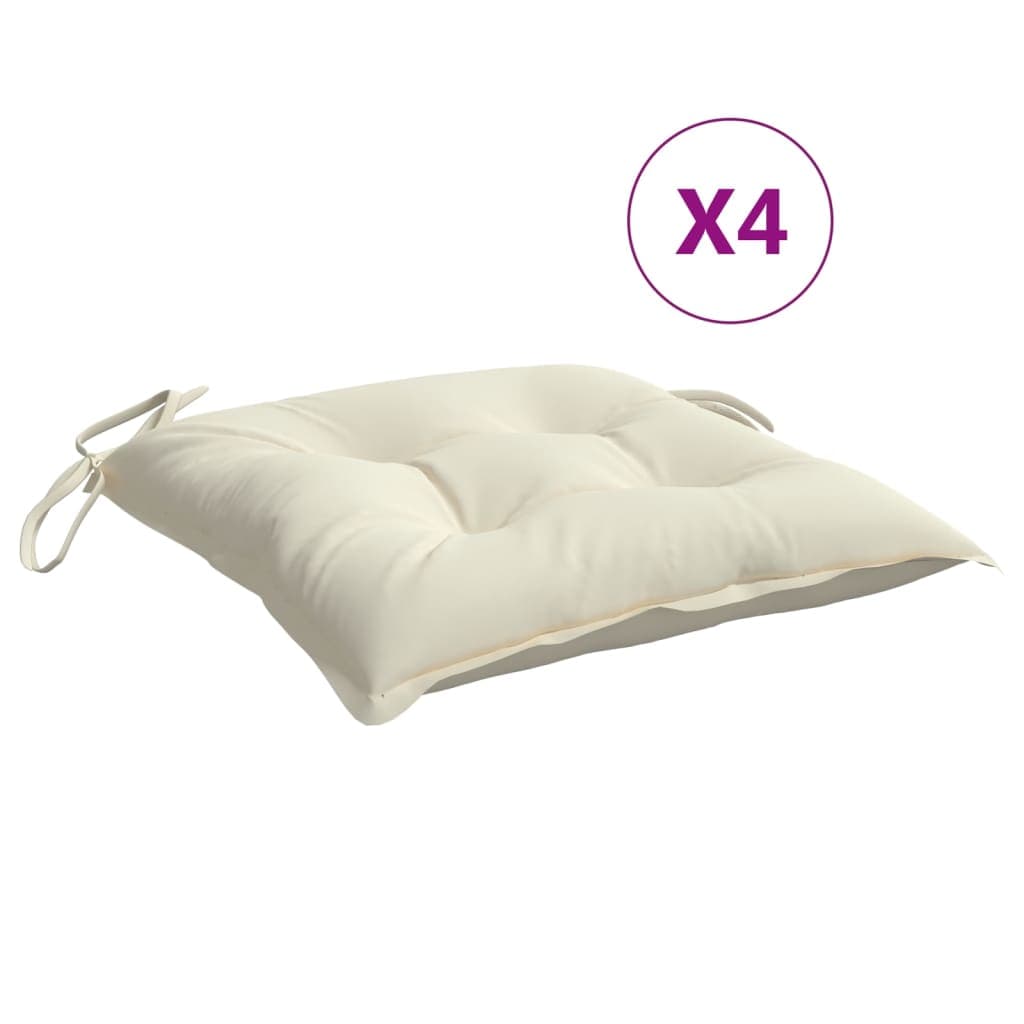 vidaXL Almofadões de Cadeira 4 Peças 50x50x7cm Tecido Oxford Branco Nata - 4096688018