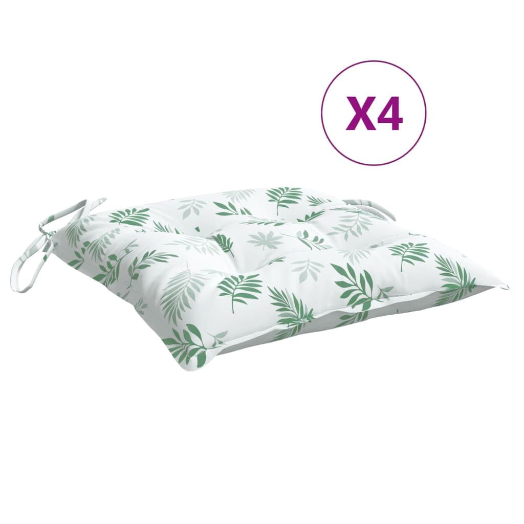 vidaXL Almofadões p/ cadeira 4 pcs tecido oxford padrão folhas